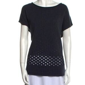 Lafayette 148 Sweater Blue Cashmere Wool Designer Quiet Luxury Office Work